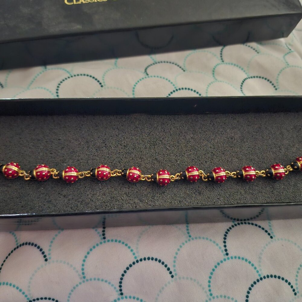 Joan Rivers Classic Collection Lady Bug Bracelet and stud earring set